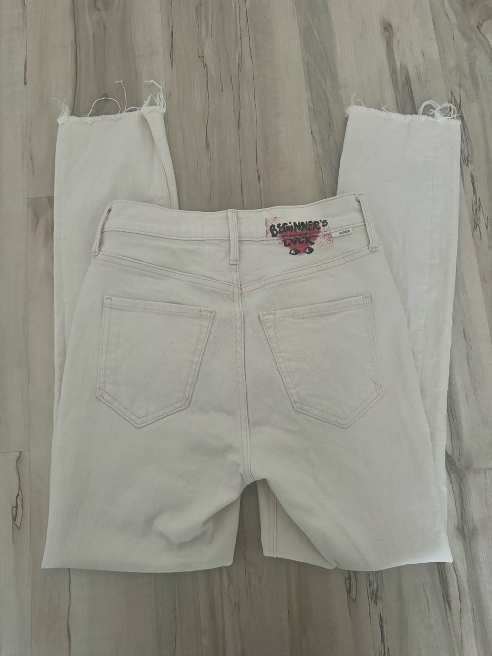 MOTHER Cream Straight-Leg High-Rise Jeans - Picture 7 of 8